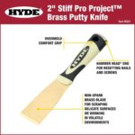 Hyde 06321 2" Stiff Pro Project Brass Putty Knife