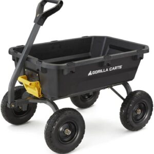 Gorilla Carts 7GCG-NF Heavy-Duty Poly Dump Garden Cart with No-Flat Tires, 7 Cubic Feet, 1200-Pound Capacity,